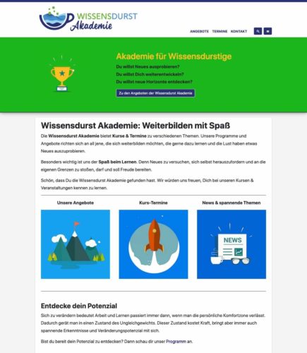 Webseite der Wissensdurst Akademie
